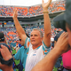 Don Shula after tying George Halas for most career wins at 324 on Oct. 31, 1993.